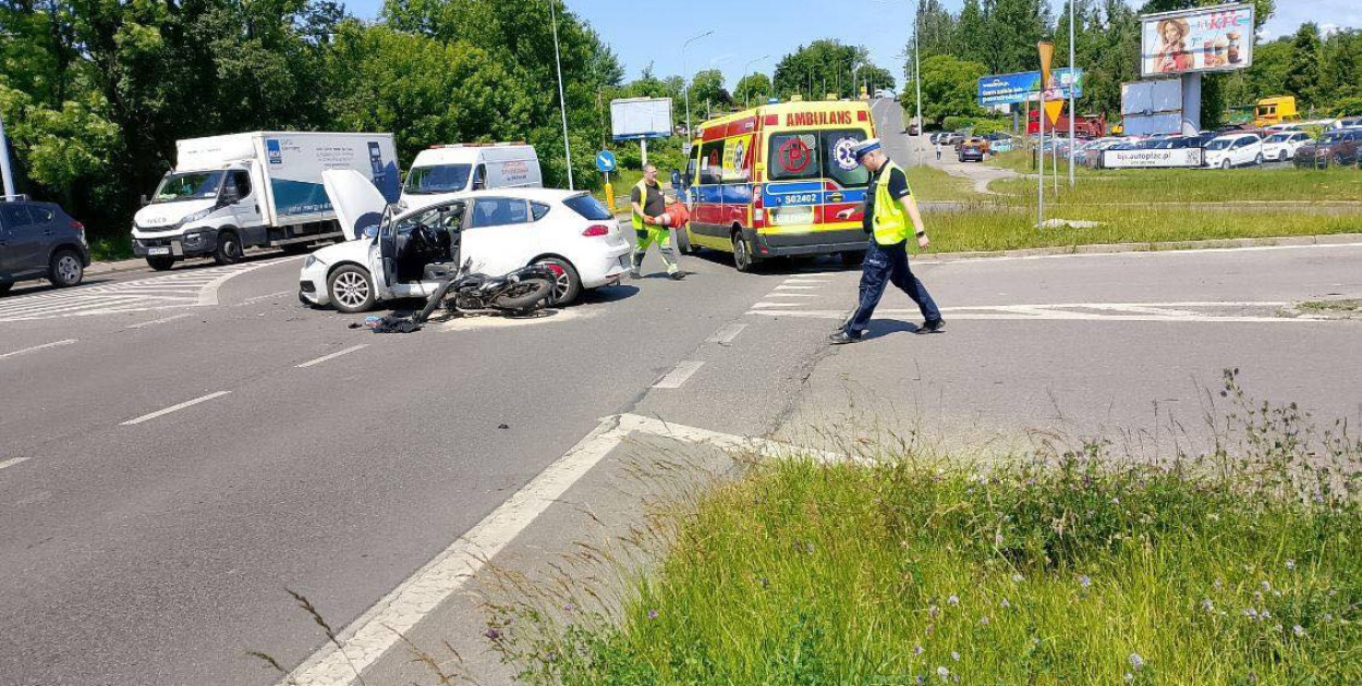 Po wypadku skrzyżowanie Odrzańskiej i Strzelców Bytomskich było zablokowane
