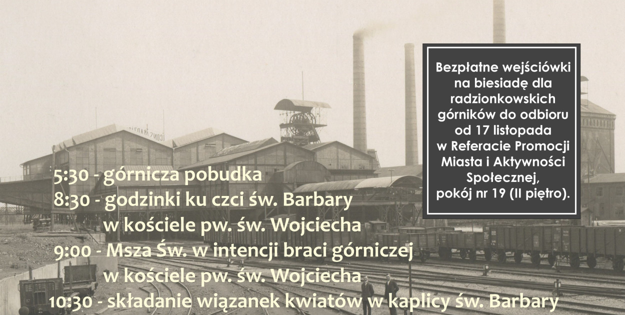 Barbórka w Radzionkowie zacznie się przed świtem